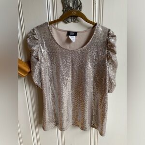 MSK Women's Mirror Dot Bell Top silver Size PXL